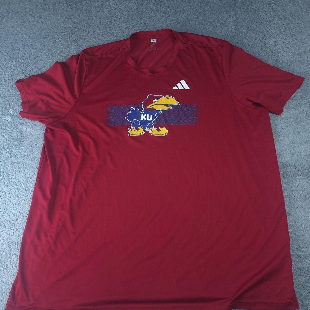 Kansas Jayhawks Shirt Mens 3XL Red NCAA Basketball Adidas AEROREADY Team Issued